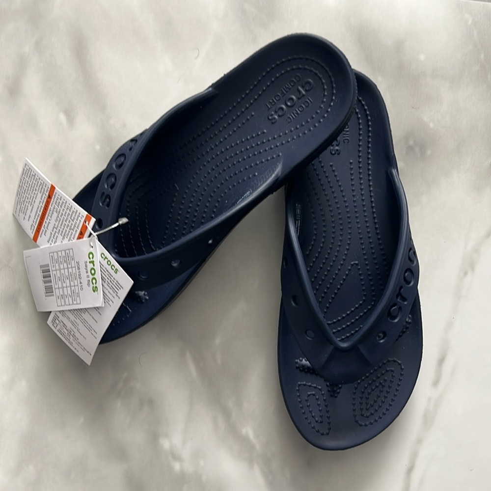 NWT Unisex Crocs Navy Baya Ii Flip Shoes Men's 8/Women's 10 - Picture 2 of 5